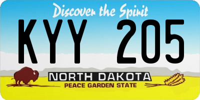 ND license plate KYY205