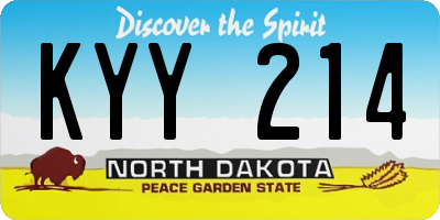 ND license plate KYY214