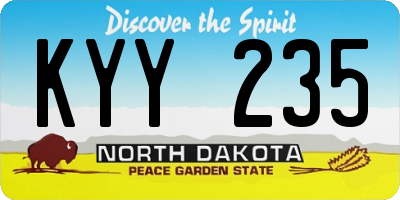 ND license plate KYY235