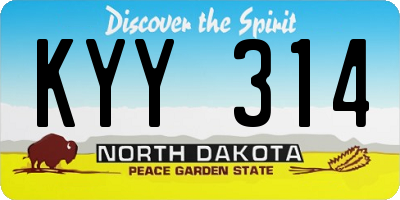 ND license plate KYY314