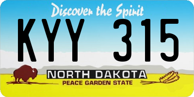ND license plate KYY315