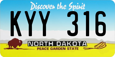 ND license plate KYY316