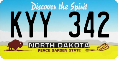 ND license plate KYY342