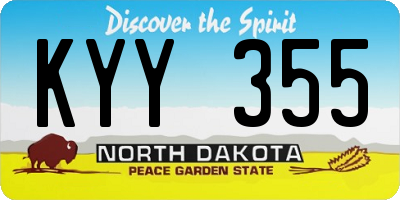 ND license plate KYY355