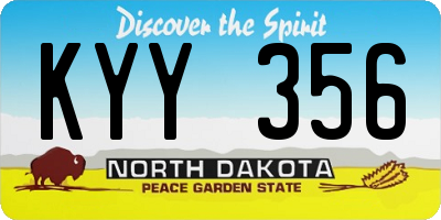 ND license plate KYY356