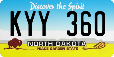 ND license plate KYY360