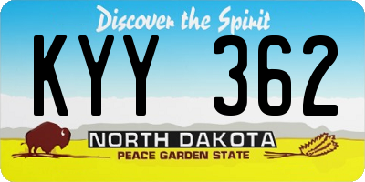 ND license plate KYY362