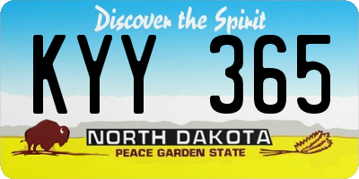 ND license plate KYY365