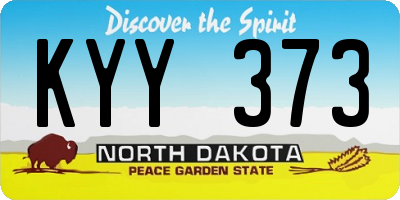 ND license plate KYY373