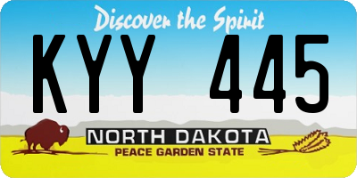 ND license plate KYY445