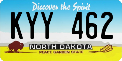 ND license plate KYY462