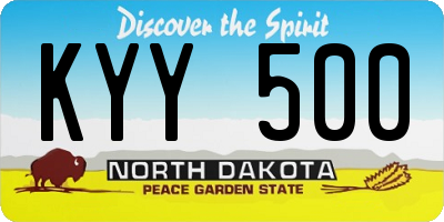 ND license plate KYY500