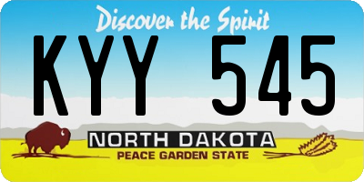 ND license plate KYY545