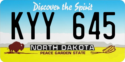 ND license plate KYY645