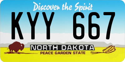 ND license plate KYY667