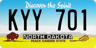 ND license plate KYY701