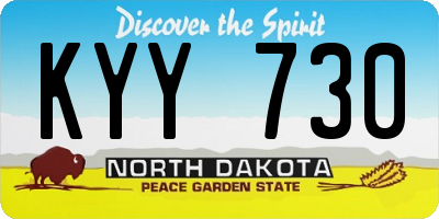 ND license plate KYY730
