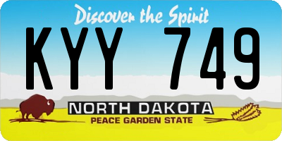ND license plate KYY749