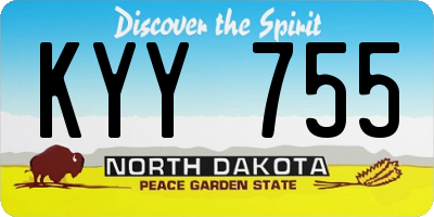 ND license plate KYY755