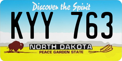 ND license plate KYY763