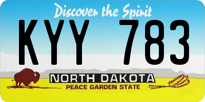 ND license plate KYY783