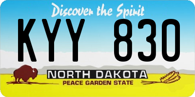 ND license plate KYY830