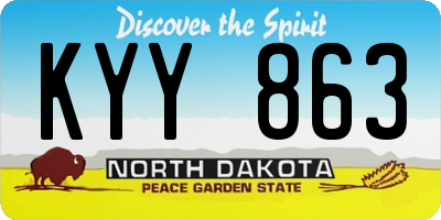 ND license plate KYY863