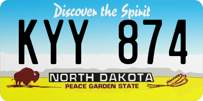 ND license plate KYY874