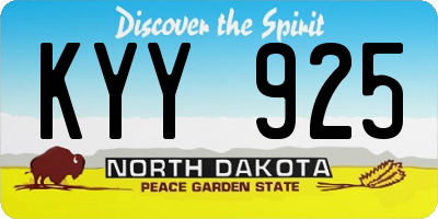 ND license plate KYY925