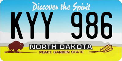 ND license plate KYY986