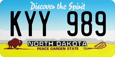 ND license plate KYY989