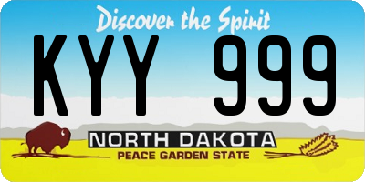 ND license plate KYY999