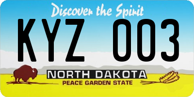 ND license plate KYZ003