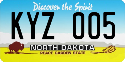 ND license plate KYZ005