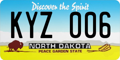 ND license plate KYZ006
