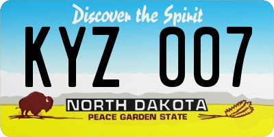 ND license plate KYZ007