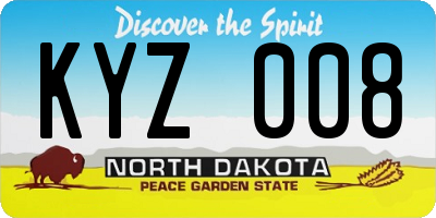 ND license plate KYZ008