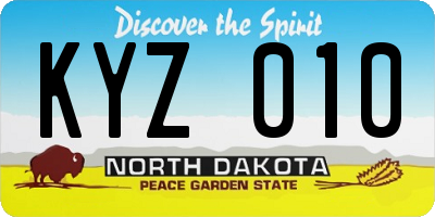 ND license plate KYZ010