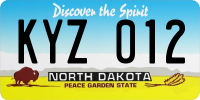 ND license plate KYZ012
