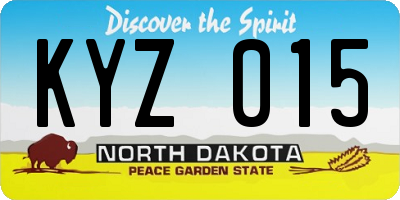 ND license plate KYZ015