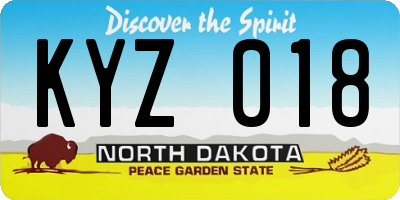 ND license plate KYZ018