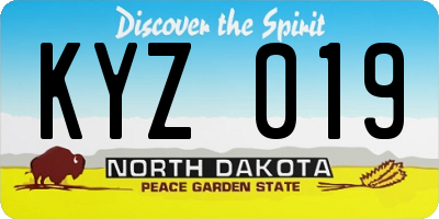ND license plate KYZ019