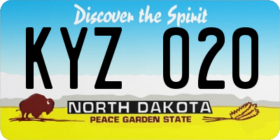 ND license plate KYZ020