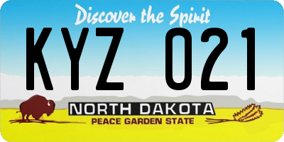 ND license plate KYZ021