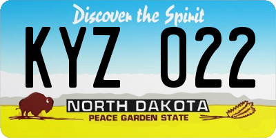 ND license plate KYZ022