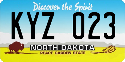 ND license plate KYZ023