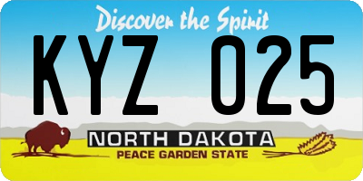 ND license plate KYZ025