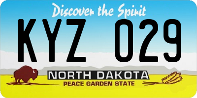ND license plate KYZ029