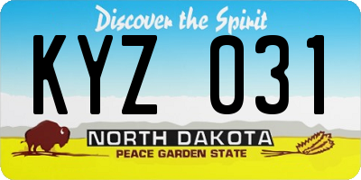 ND license plate KYZ031