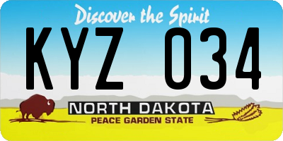 ND license plate KYZ034